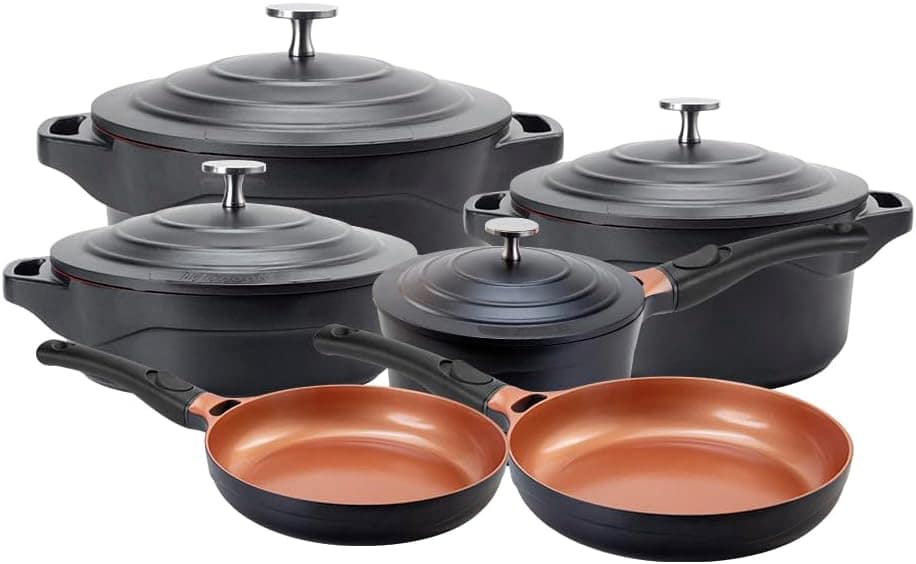 Jogo De Panelas Le Cook Revestimento Cerâmico Black 6 Pçs