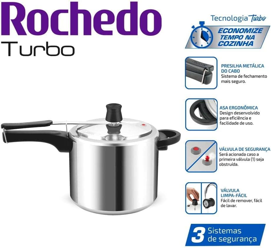 Panela de Pressão Rochedo Turbo Alumínio Polido 7 Litros - Image 6
