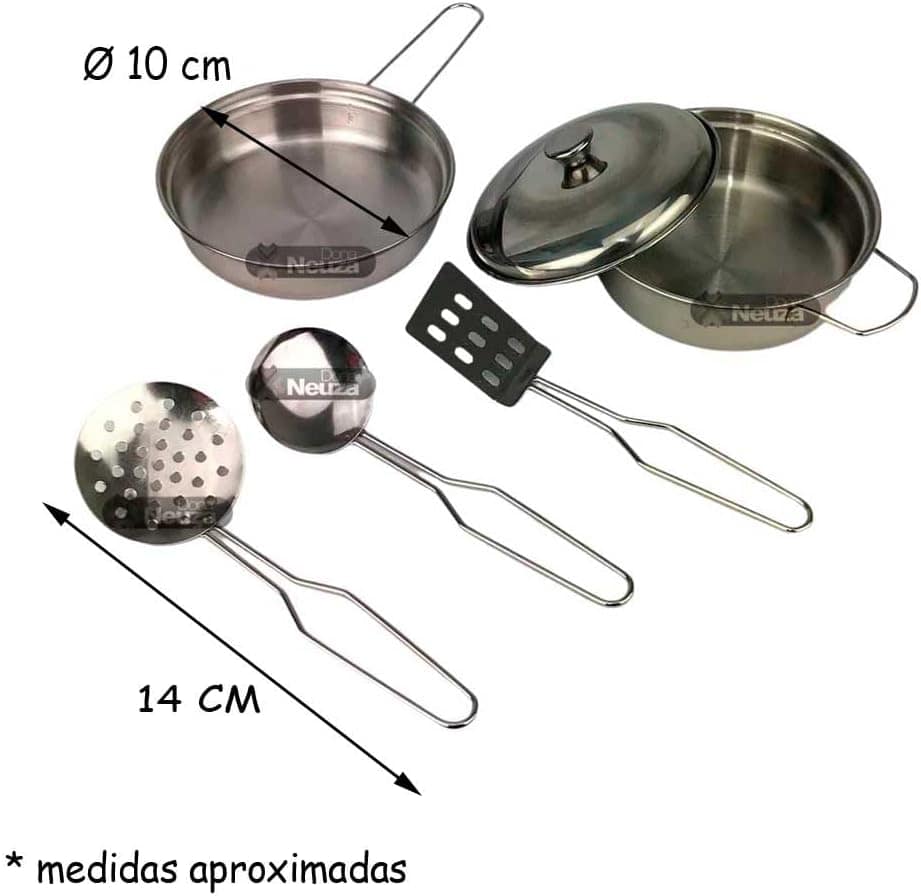 Brinquedo Kit Cozinha 6 Peças Em Inox Frigideira e Utensílio... - Image 3
