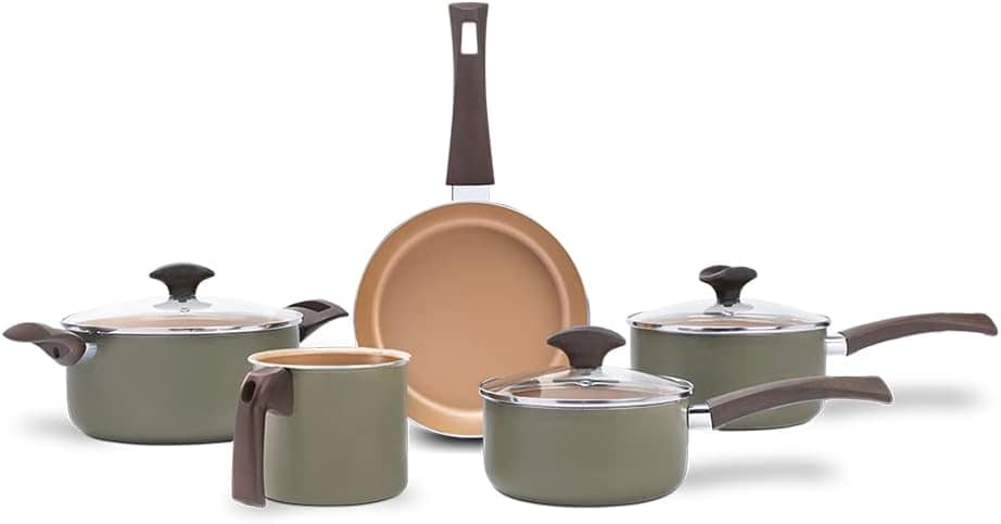 Brinox - Jogo de Panelas 5 Peças Green Pro-flon Antiaderente...