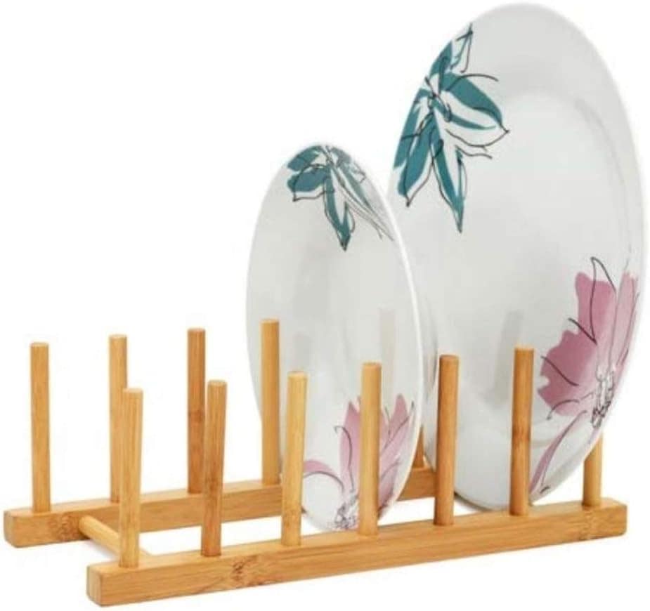 Suporte Display Escorredor Porta 6 Prato Copo Bambu Cozinha