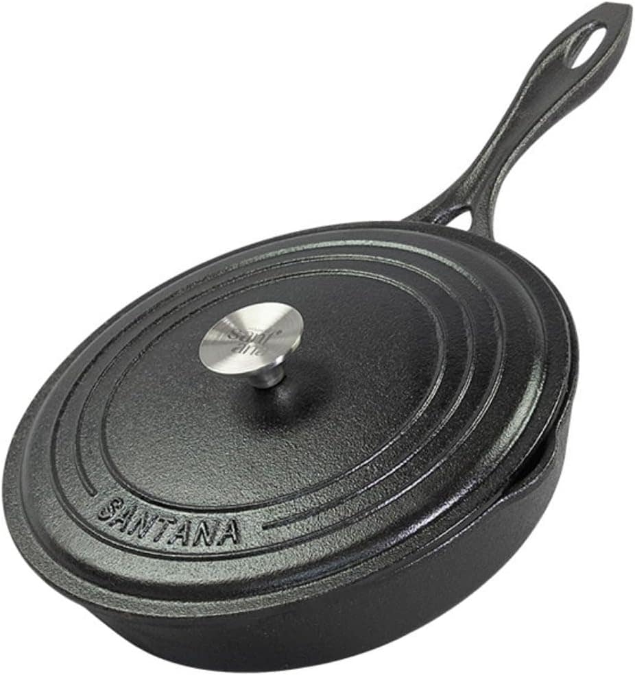 Frigideira De Ferro Fundido 22 Cm Cabo De Ferro Com Tampa