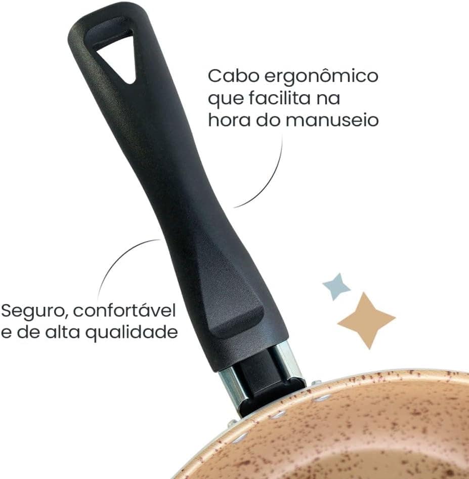 Frigideira WOK de Pedra 24 cm, Bege Antiaderente - Image 2