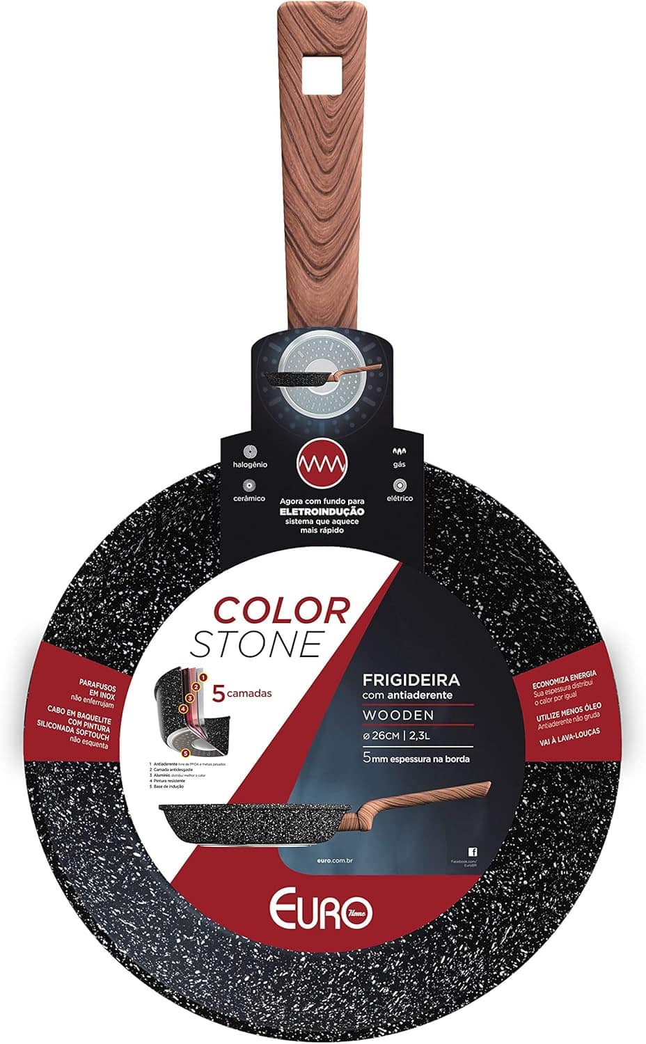 Frigideira 26 cm ColorStone de alumínio com antiaderente Woo...