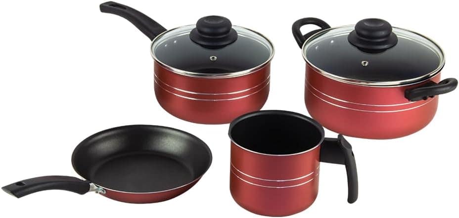 Jogo de Panelas Antiaderente 4 Peças Cereja/Preto