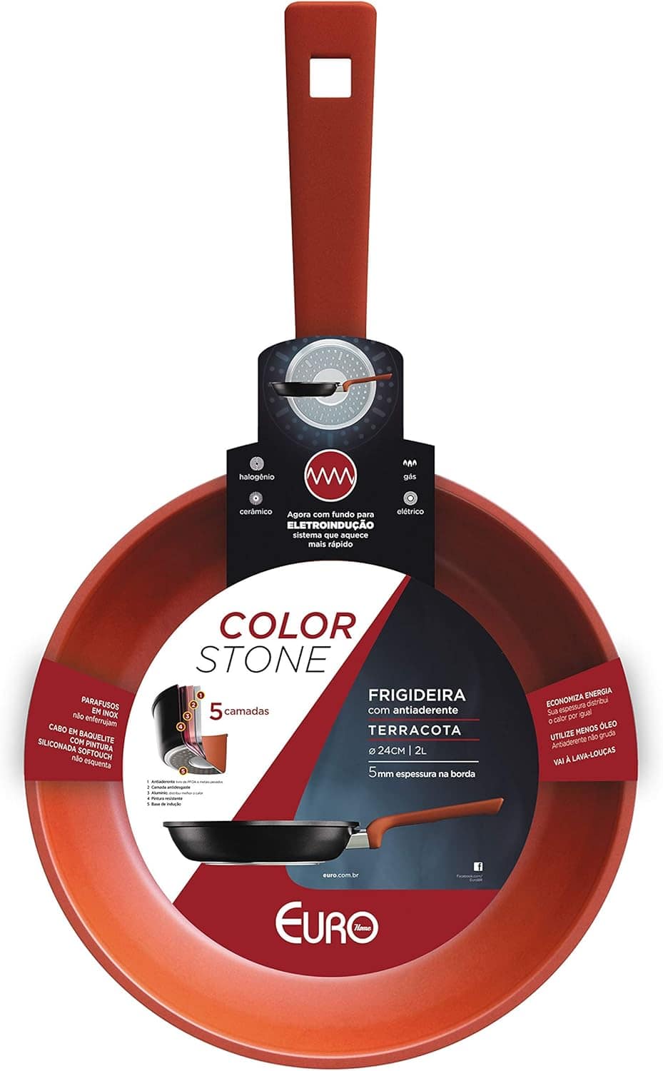 Frigideira 24 cm de Alumínio com Antiaderente Euro Color Sto...