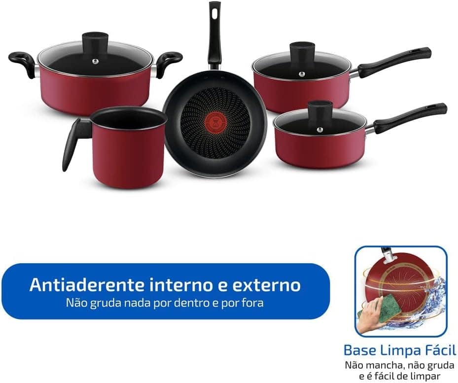 Jogo de Panelas Rochedo Limpa Fácil Limited 5 Peças Vermelho - Image 3