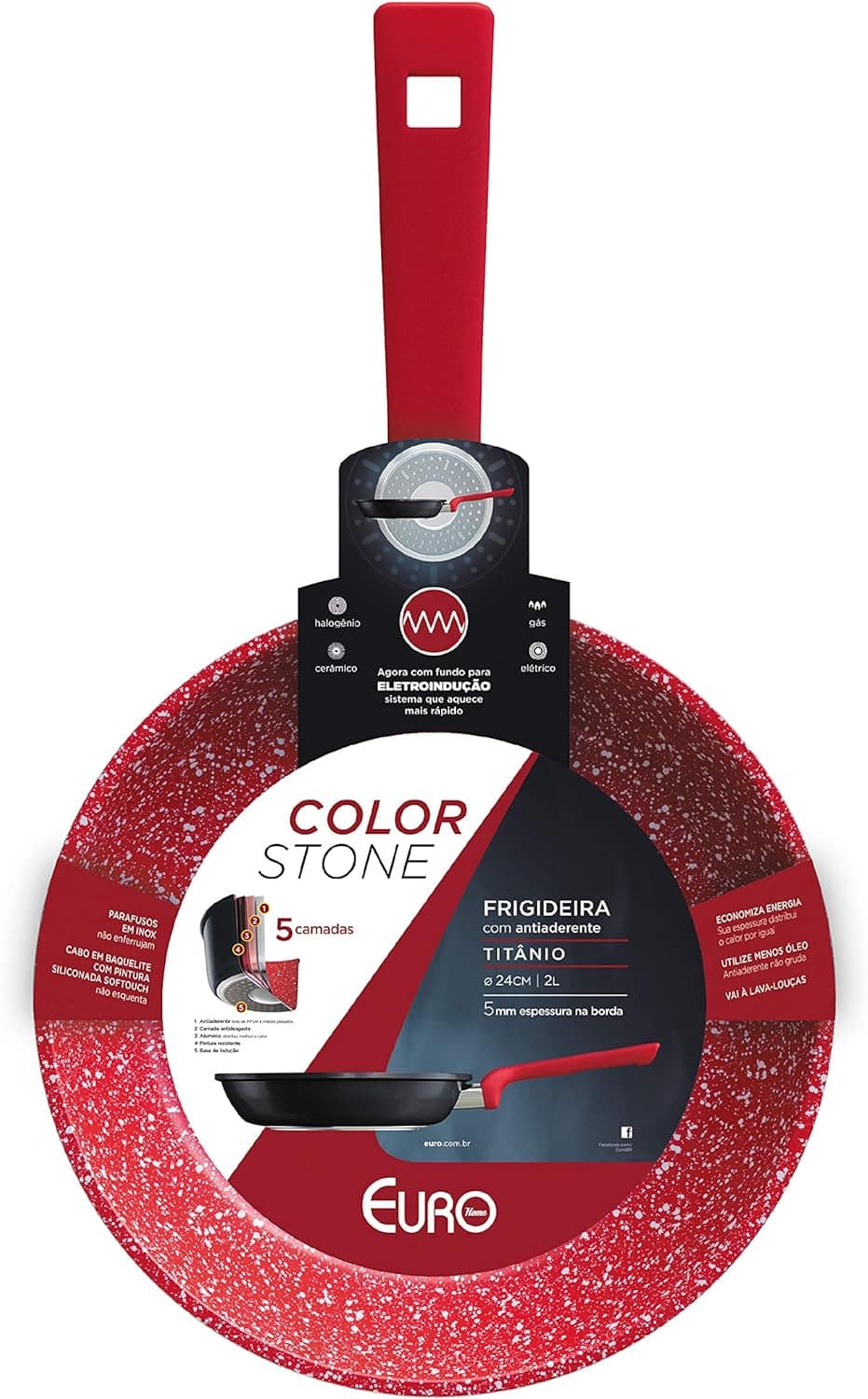 Frigideira 24 cm ColorStone de alumínio com antiaderente, Ti...