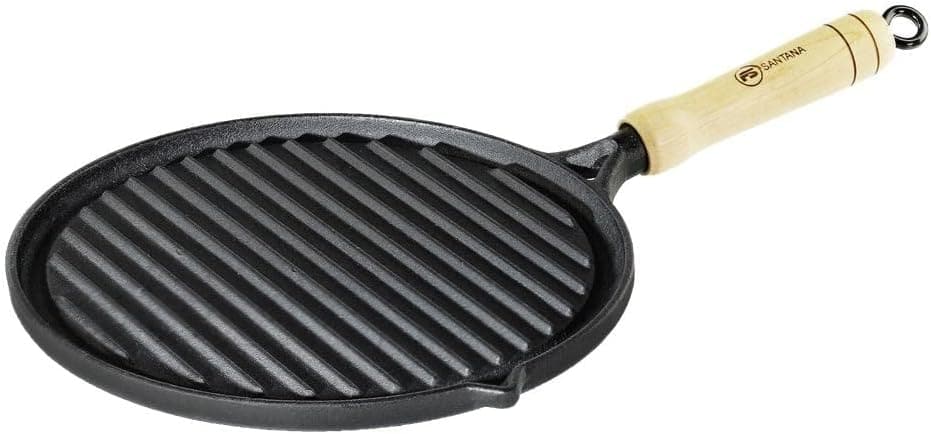 Chapa Bifeteira de Ferro Fundido Diametro 26 Grelhada c/cabo...