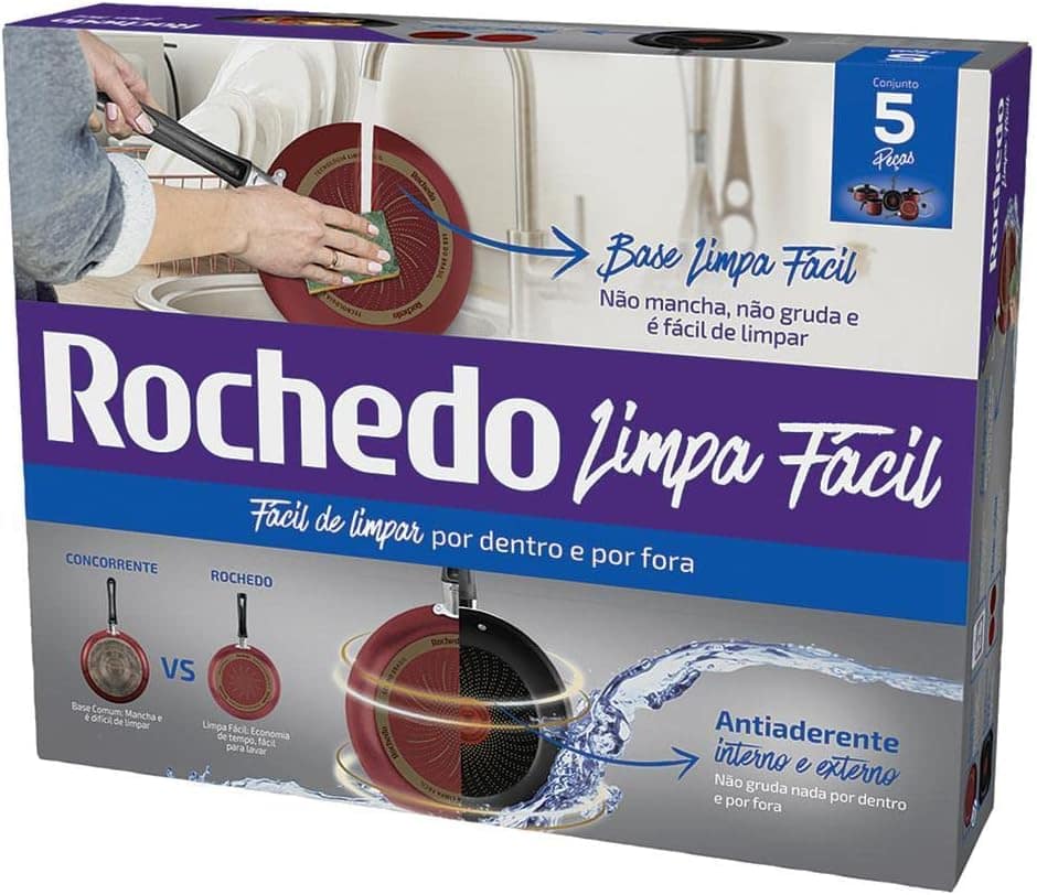 Jogo de Panelas Rochedo Limpa Fácil 4 peças Vermelho - Image 5