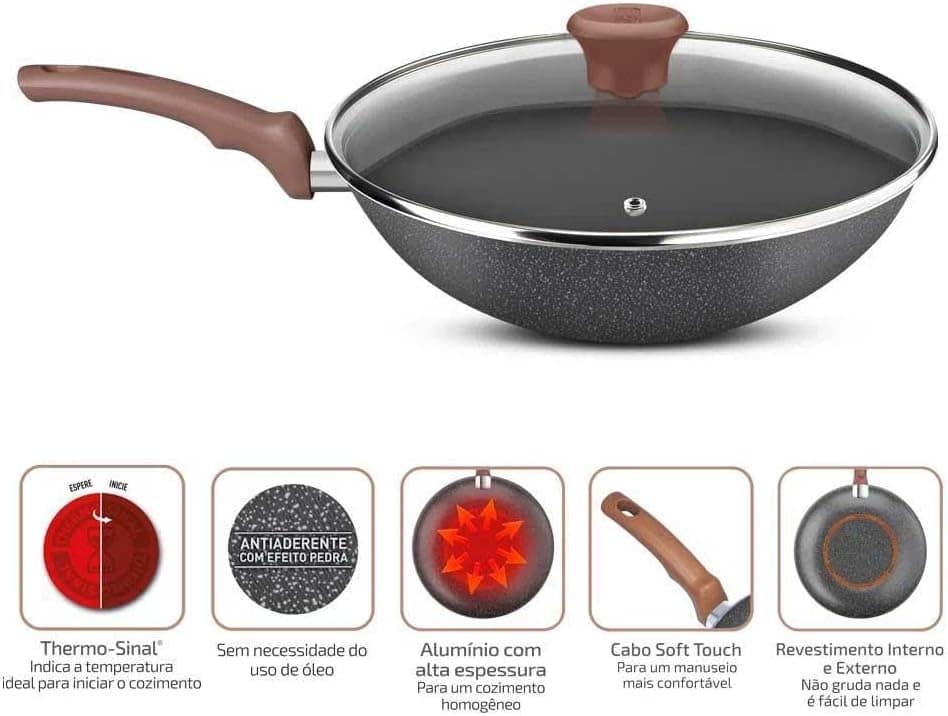 Frigideira Wok Antiaderente Rochedo Natural Stone 28cm - Image 9