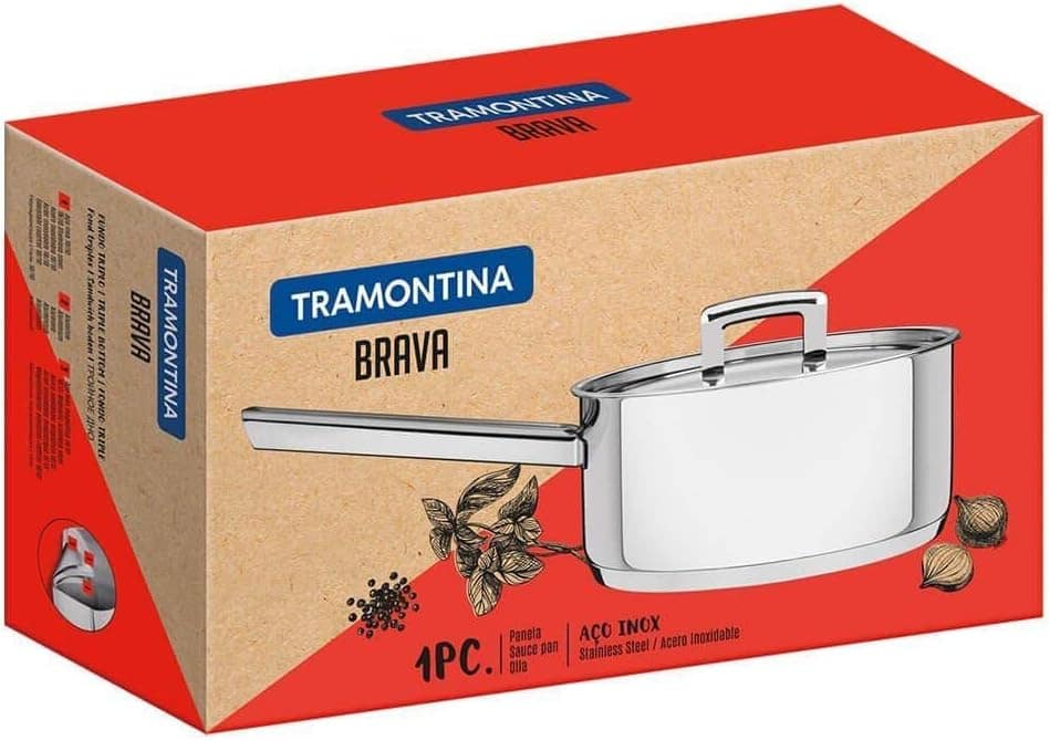 Panela Fundo Triplo com Tampa Plana e Cabo Tramontina Inox 1... - Image 4