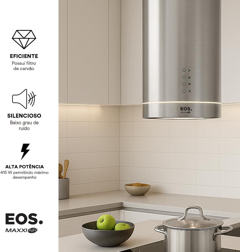 Coifa e Depurador de Ilha Eos 38cm Maxxi Air Redonda Inox 12... - Image 6