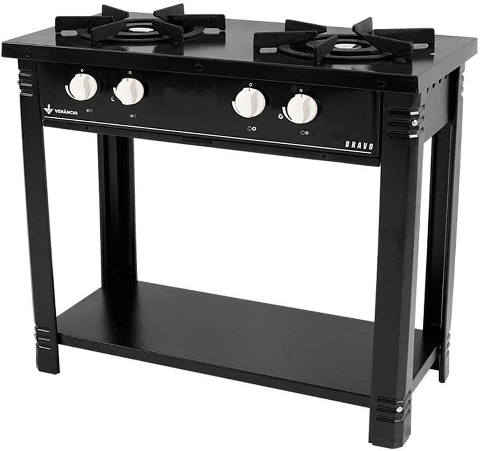 Fogão Profissional 2 Bocas Venâncio Linha Bravo Preto Br2bpr