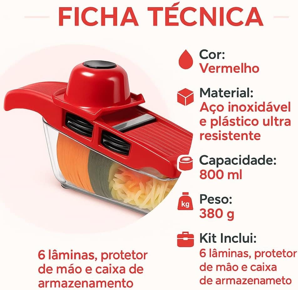Fatiador de Legumes 6 em 1 – Kit Multifuncional de Inox com ... - Image 4