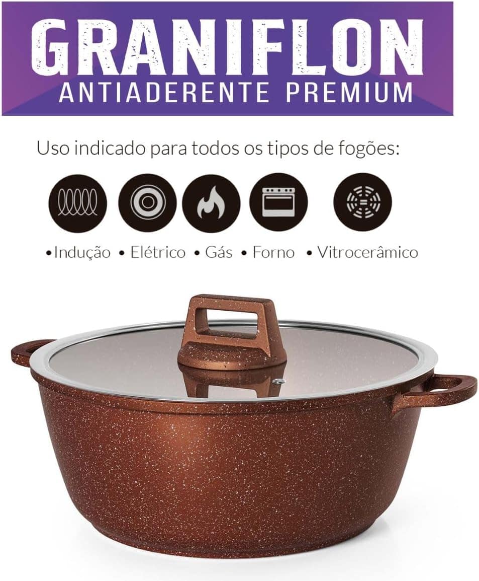 Jogo de Panelas Antiaderente com Tampa em Vidro 4 Peças Gran... - Image 10