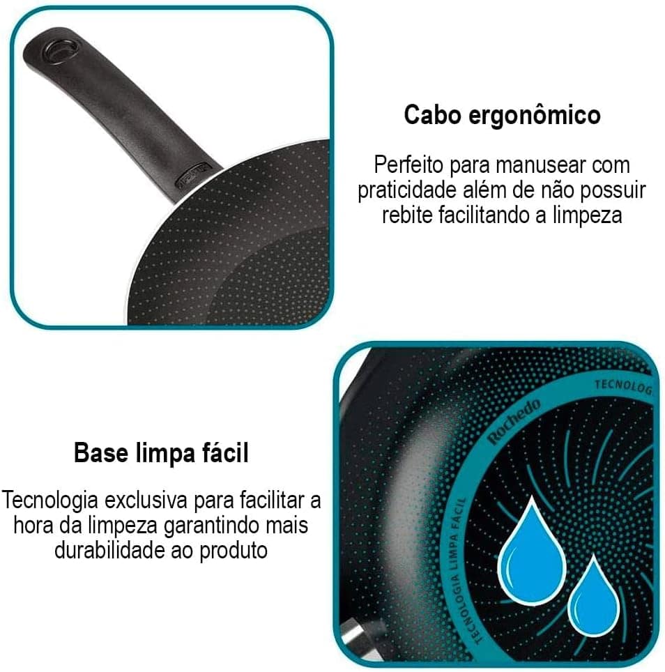 Frigideira Francesa Rochedo Smart Antiaderente Preta 20CM - Image 3
