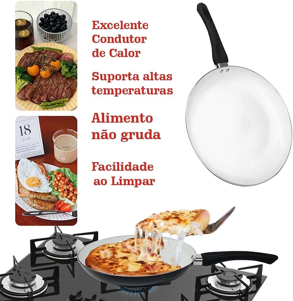 Panela Frigideira Cerâmica Profissional c/Tampa Vidro 24 cm - Image 2
