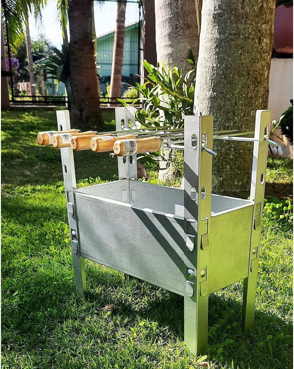 Churrasqueira Desmontável Aço Galvanizado 40x20cm Carvão Móv... - Image 2