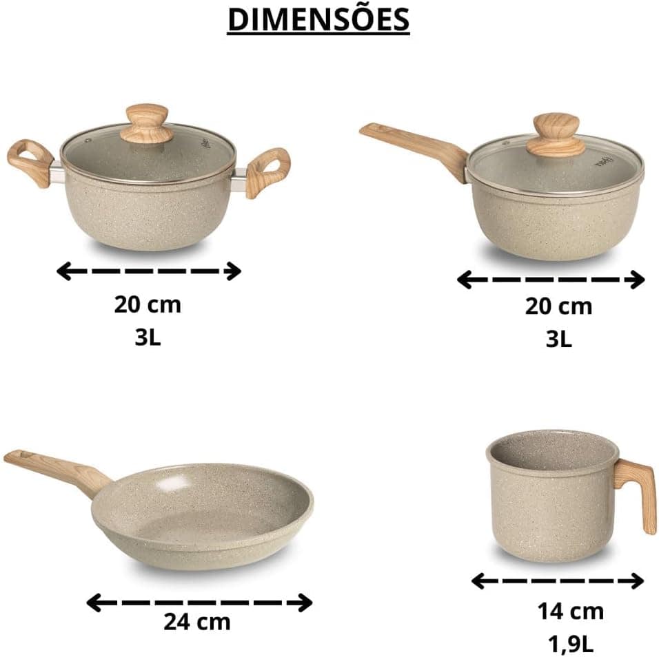 Conjunto de Panelas Gold em Alumínio, Revestimento Cerâmico,... - Image 2