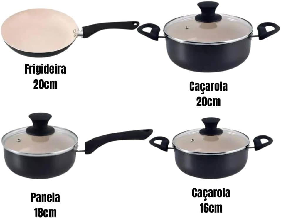 Conjunto Panelas 4 Peças Revestimento Cerâmico Antiaderente ... - Image 4