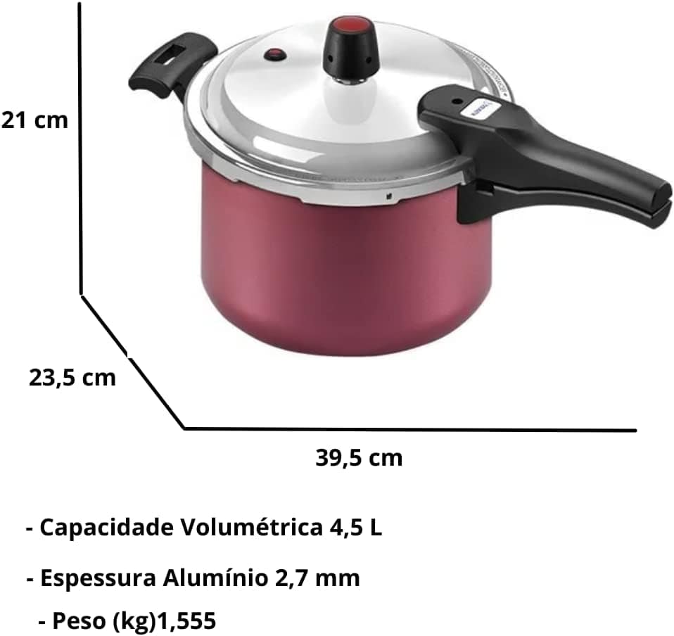 Panela de Pressão Fechamento Externo 4,5L Cereja Premium Pan... - Image 3