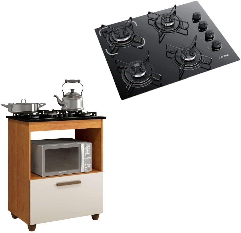 Kit Armário Para Cooktop Cozinha Com 1 Porta e Fogão Cooktop...