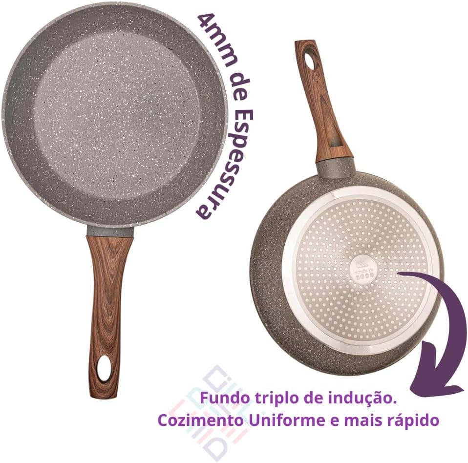 Frigideira Cerâmica Antiaderente Grafito 24cm 4mm Fundo Trip... - Image 4