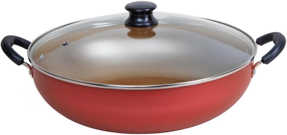 Panela Grande Wok Antiaderente Com Tampa 32cm 6 Litros Cor C...