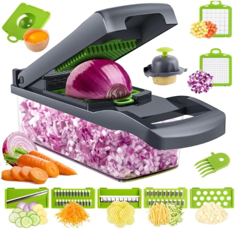 Cortador de Alimentos Multifuncional 14 em 1, Fatiador e Ral...