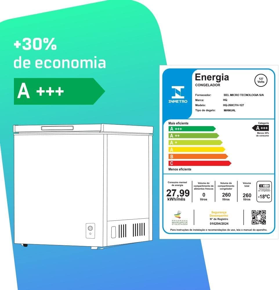 Freezer e Conservador Horizontal HQ 260 Litros Branco HQ-260... - Image 8