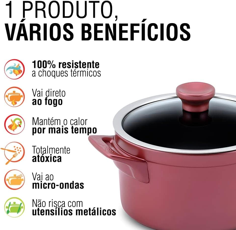 Ceraflame Caçarola de Cerâmica Clear 14cm 900ml Preta - - Image 2