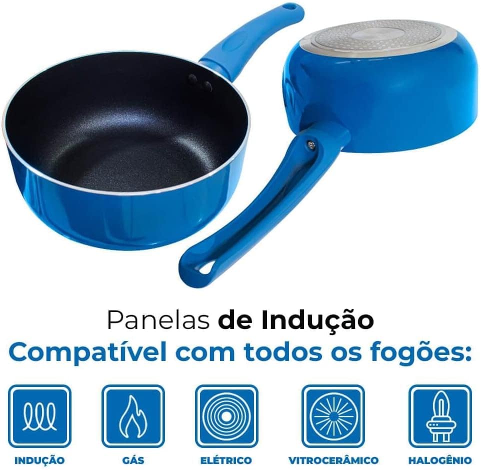 Jogo de Panelas de Indução Antiaderente Cerâmica Yafo Azul 5... - Image 2