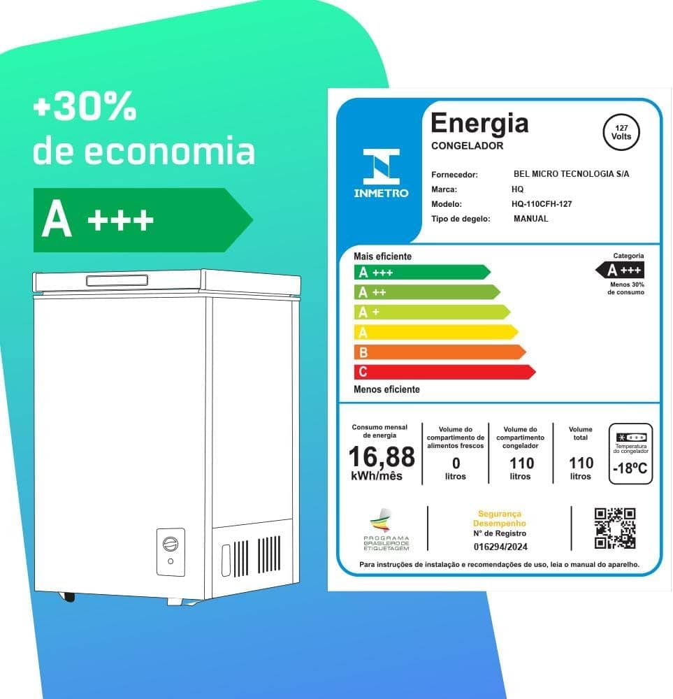 Freezer e Conservador Horizontal HQ 110 Litros Branco HQ-110... - Image 9