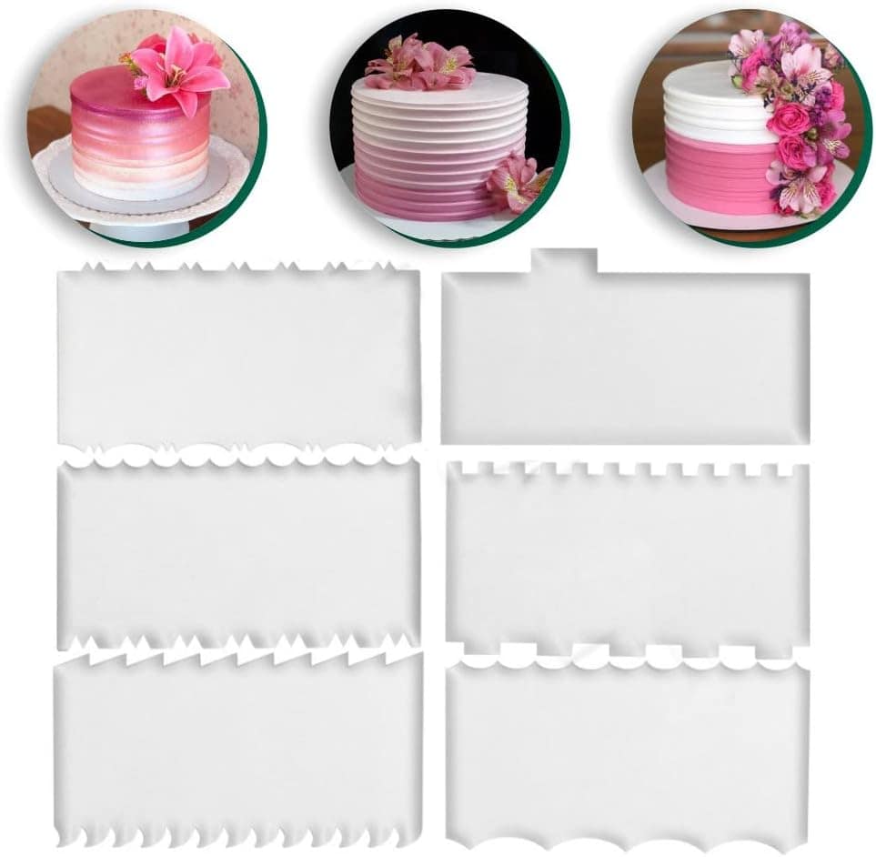 Kit Espátulas Acrílico Para Bolo 6 Unidades Com 12 Modelos