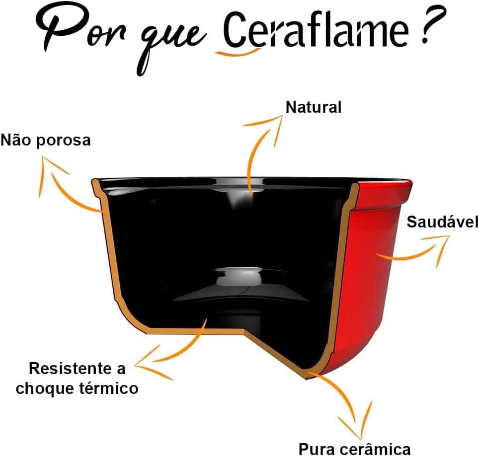 Ceraflame Caçarola de Cerâmica Clear 28cm 9500ml Preta - - Image 3
