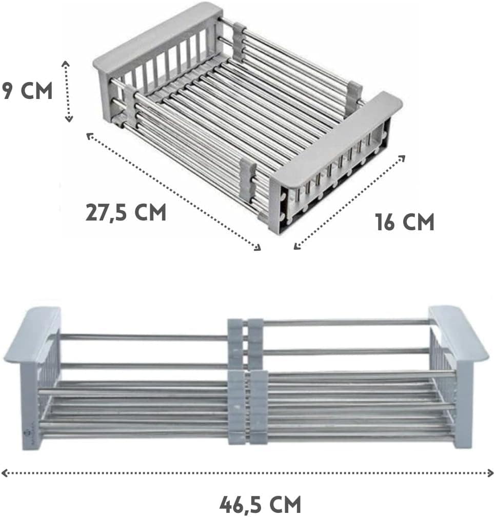 Escorredor de Pia Inox Ajustável Multiuso com Alça Retrátil ... - Image 7