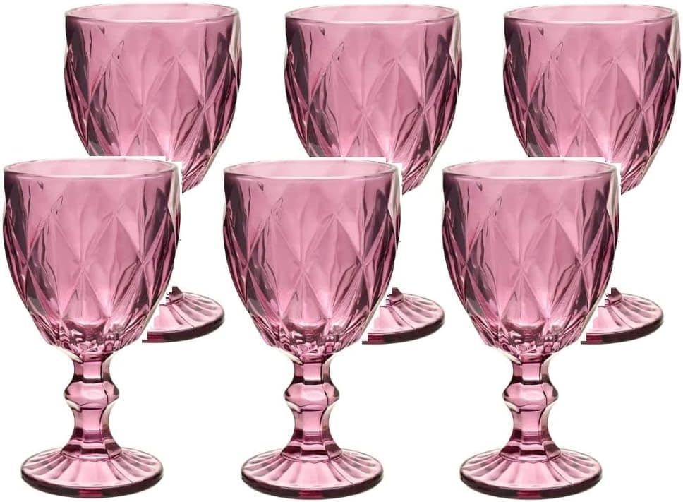 Mimo Style Jogo de 6 Taças de Vidro Marsala Vitral com Capac...