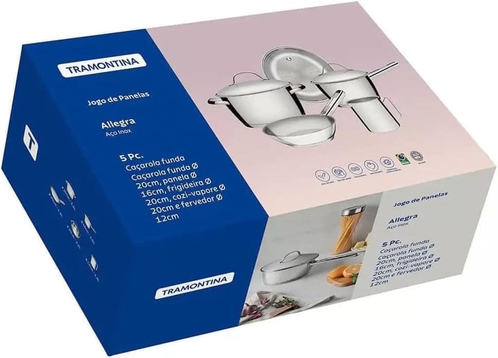 Jogo de Panelas Tramontina Allegra em Aço Inox com Fundo Tri... - Image 8