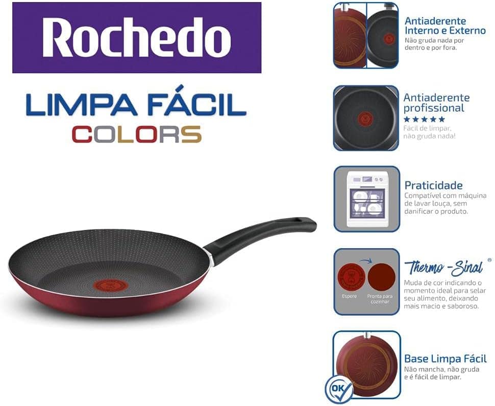 Frigideira Antiaderente Rochedo Limpa Fácil Colors 26cm - Image 4