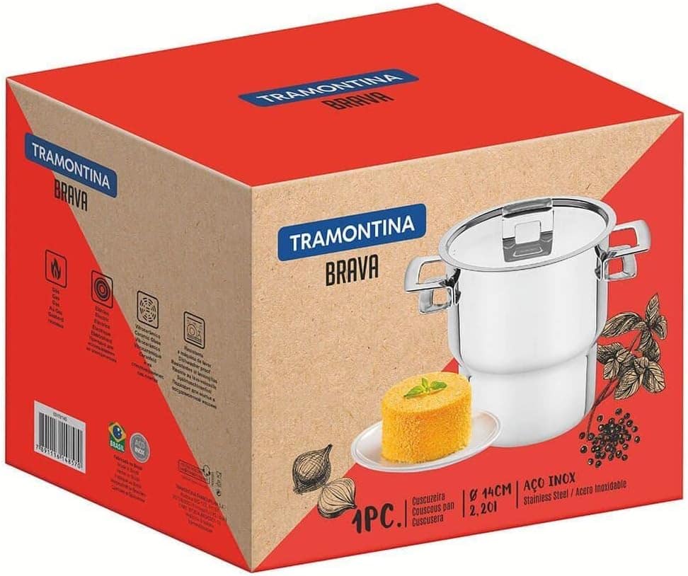 Cuscuzeira Tramontina Brava Em Aço Inox Com Alças E Tampa 14... - Image 6