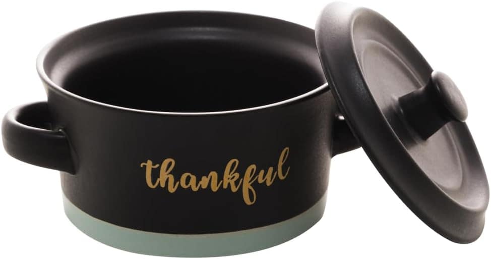 Mini Caçarola de Cerâmica Thankful Preto Matt/Azul 16cm x 12... - Image 4