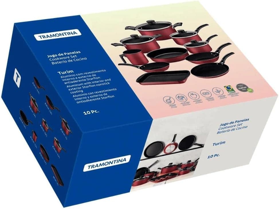 Jogo de Panelas Tramontina Turim Vermelha Antiaderente Starf...