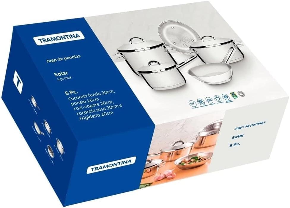 Jogo de Panelas Tramontina Solar em Aço Inox com Fundo Tripl... - Image 8