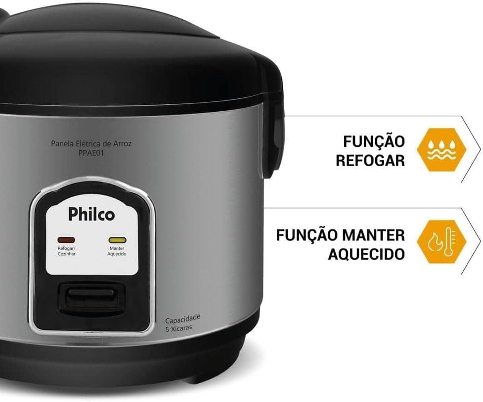 Panela de Arroz Elétrica Philco 5 Xícaras 1,6L PPAE01 220V - Image 4