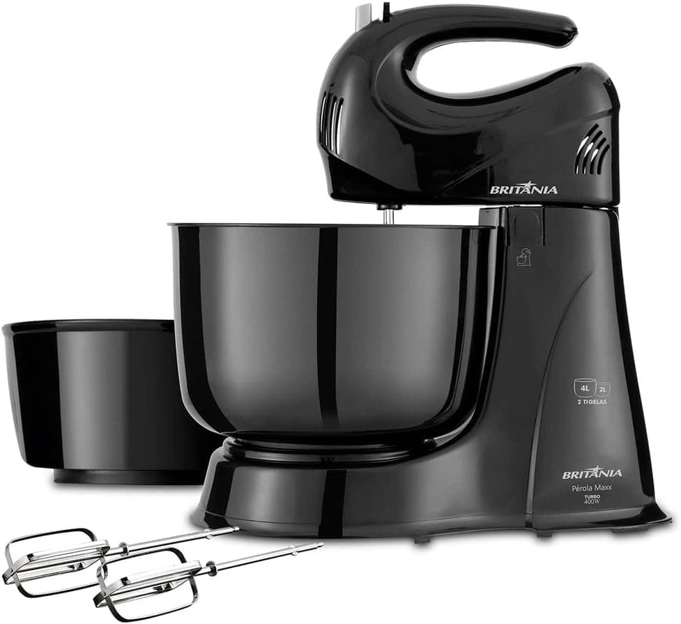 Batedeira, Perola Maxx, 2 Tigelas 2 e 4L, Preto, 110v, Britâ...