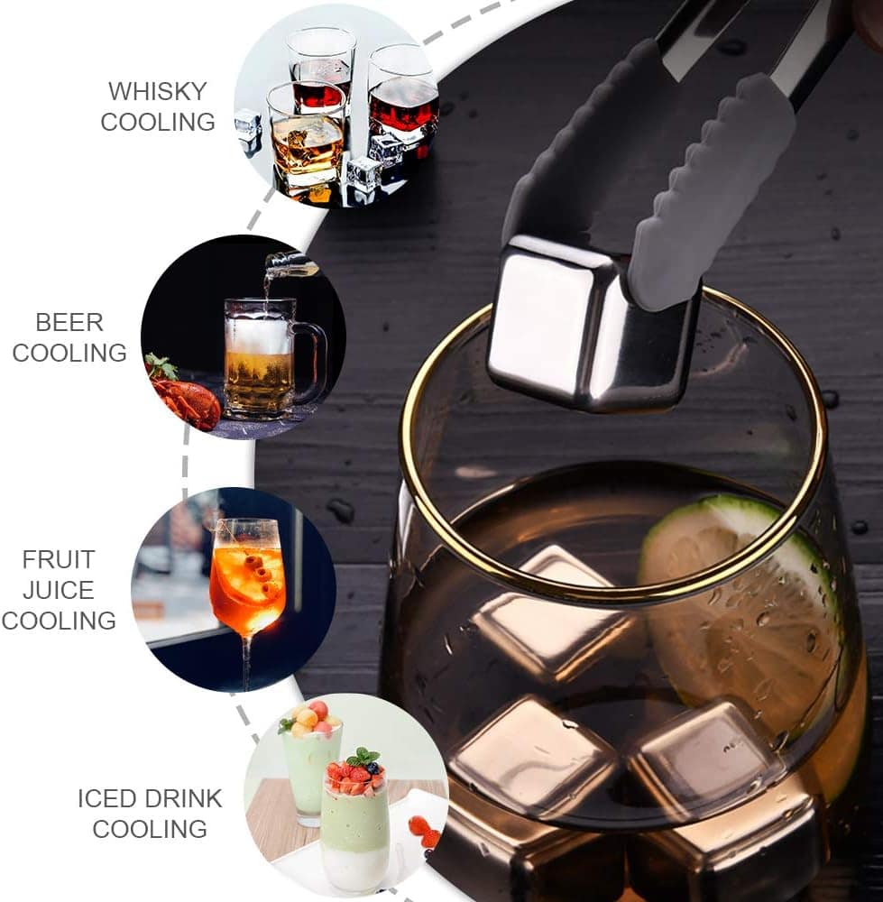 Loijon 8 pcs Reutilizável Cubos De Gelo Em Aço Inoxidável Pe... - Image 8