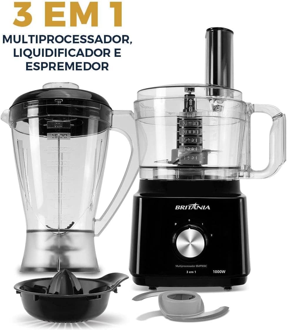 Multiprocessador Britânia 1000W 3 em 1 Lâminas Inox BMP900C ... - Image 9