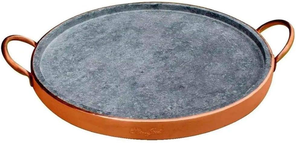 Forma De Pizza Em Pedra Sabão Com Alça De Cobre 29,0 Cm