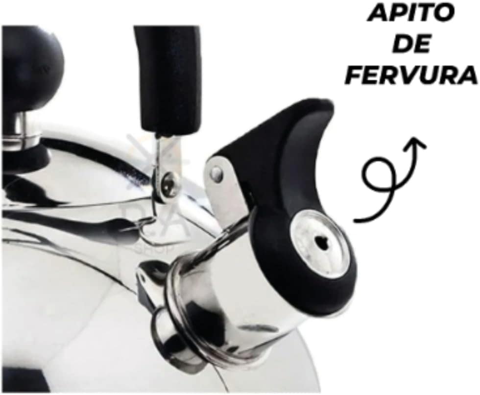 Chaleira Inox Com Apito 2 Litros Café Chá Para Fogão A Gás E... - Image 4